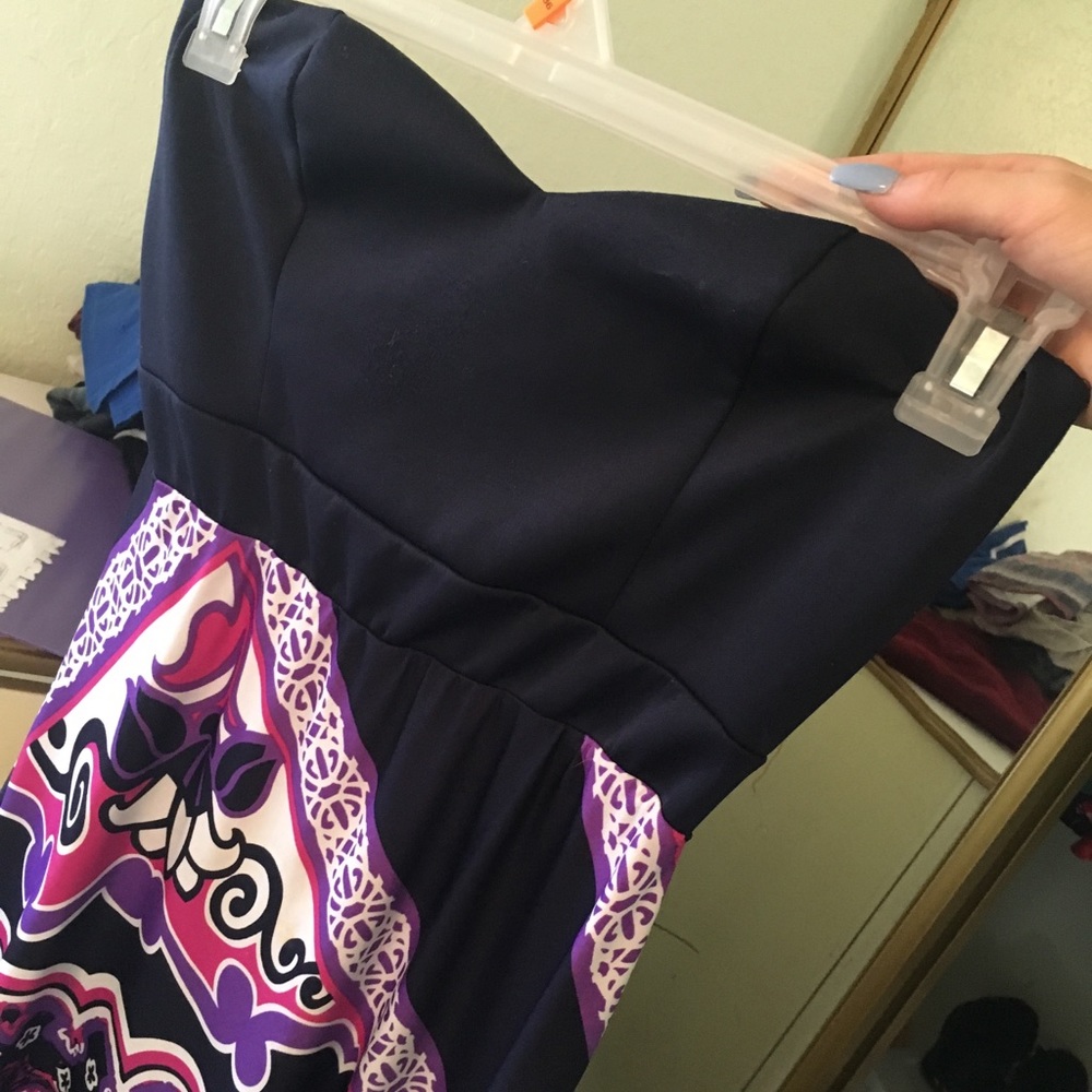 Strapless deep purple maxi dress